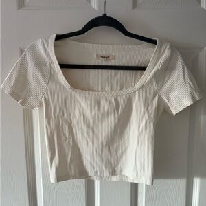 Madewell Cream Ribbed Crop Top